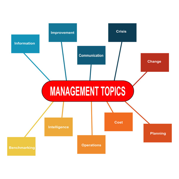 Diagram of Management Onderwerpen met trefwoorden. EPS 10 - geïsoleerd op witte achtergrond - Vector, afbeelding
