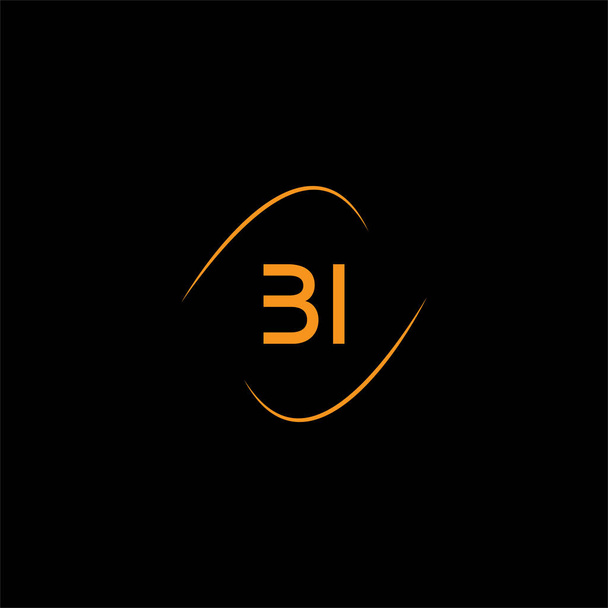 B I lettre logo design créatif sur fond de couleur noire, bi monogramme - Vecteur, image