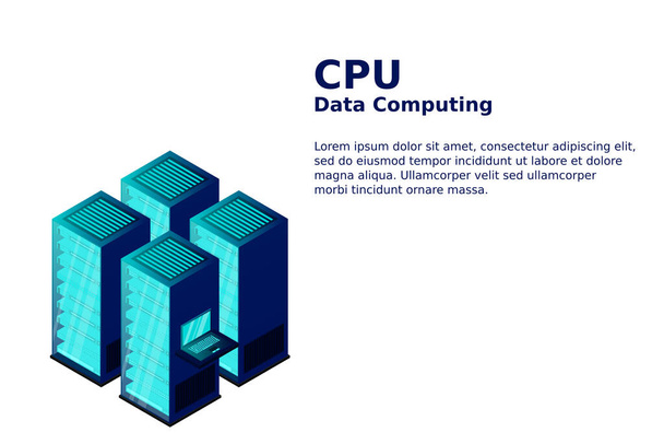 Rechenzentrum, Cloud-Datenbank, Konzept von Big Data Processing Center, Hosting Server oder Data Center Raumkonzept. Vektorillustration - Vektor, Bild