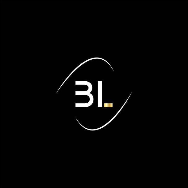 B L буква логотип креативный дизайн на черном фоне цвета, BL монограмма - Вектор,изображение
