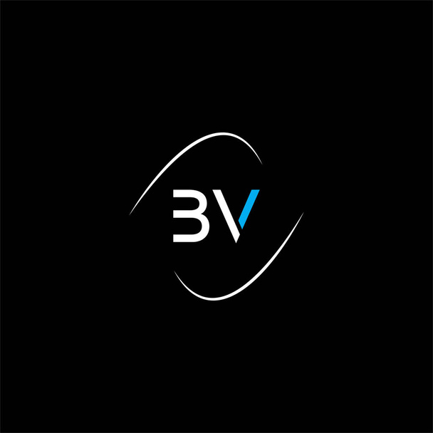 B V Buchstabe Logo kreatives Design auf schwarzem Hintergrund, bv-Monogramm - Vektor, Bild