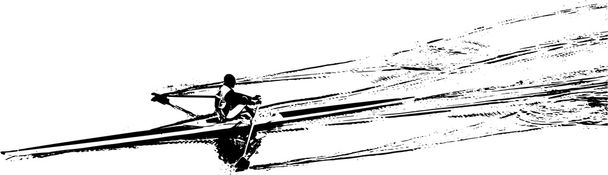 canoeist silhouette on a white background - Vector, Image