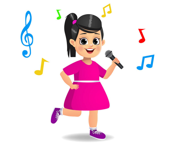 χαριτωμένο κορίτσι παιδί τραγούδι διάνυσμα τραγούδι - Διάνυσμα, εικόνα
