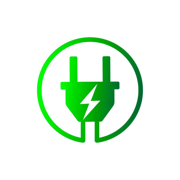 Zöld szimbólum elektromos autó töltés, lapos kialakítású vektor - Vektor, kép