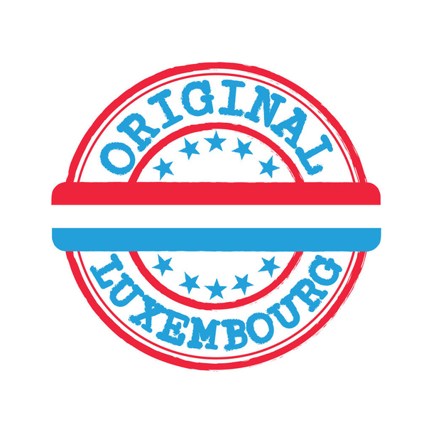 Vector Stamp του Original λογότυπο με κείμενο Λουξεμβούργο και Tying στη μέση με τη σημαία του έθνους. Grunge ελαστικό Σφραγίδα υφής του Original από το Λουξεμβούργο. - Διάνυσμα, εικόνα