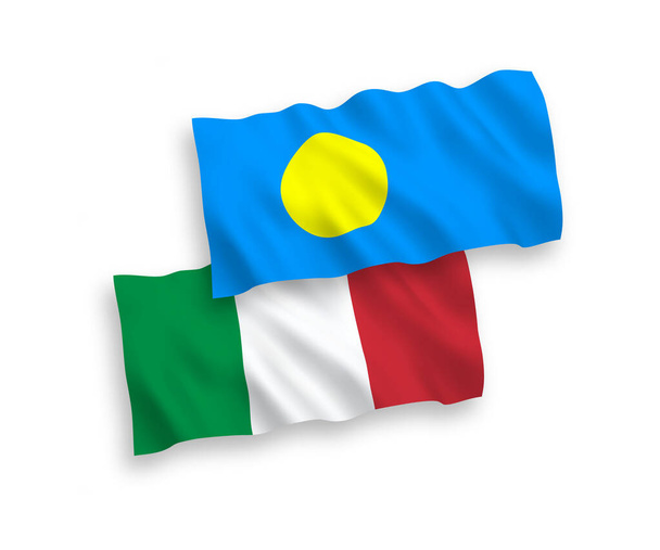Banderas de Italia y Palaos sobre fondo blanco - Vector, imagen