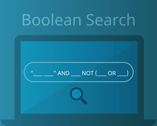 正確な結果ベクトルを得るのを助けるための検索エンジンのブール検索 - ベクター画像