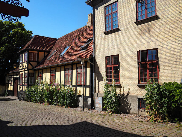 Colored traditional classical Danish houses Faaborg Funen Denmark - Foto, imagen