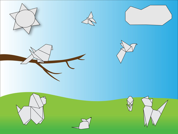 Origami állatok - Vektor, kép