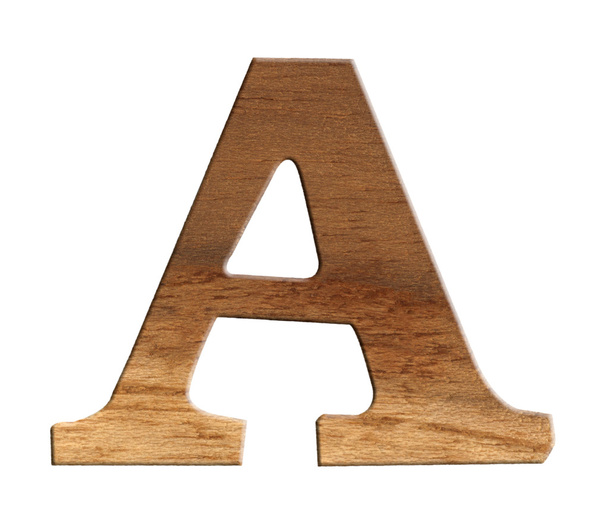 alfabet gemaakt van hout, geïsoleerd op witte achtergrond. - Foto, afbeelding