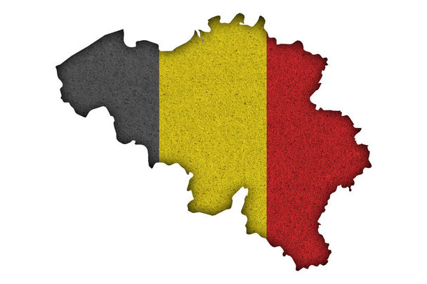 Mapa e bandeira da Bélgica em feltro - Foto, Imagem