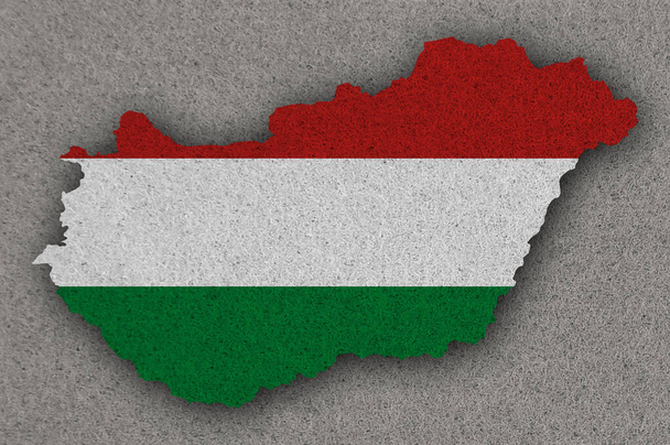 Mapa e bandeira da Hungria em feltro - Foto, Imagem