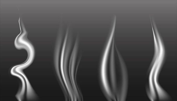 3D realistický vektor abstraktní kolekce kouře na šedém pozadí. - Vektor, obrázek