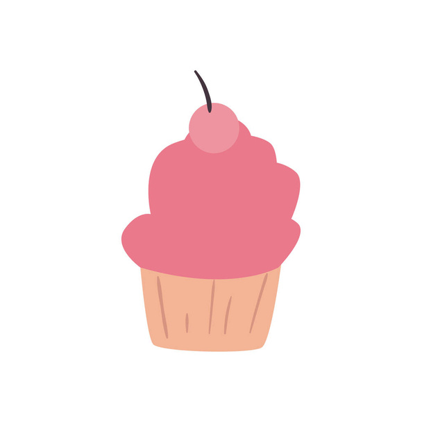Sweet cupcake daily sticker flat style icon vector design - Vector, Image