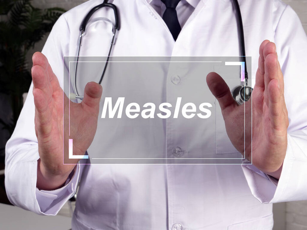 Medical concept about Measles  with phrase on the sheet - 写真・画像