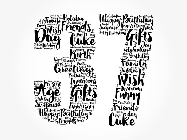 Happy 37th birthday word cloud, holiday concept background - Photo, Image