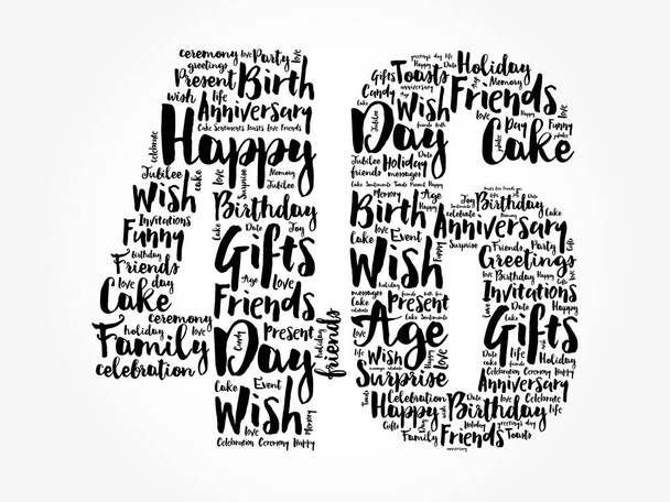 Happy 46th birthday word cloud, holiday concept background - Photo, Image