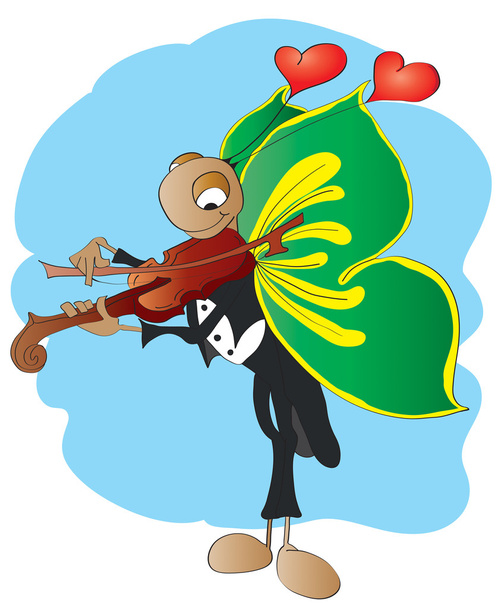 Butterfly played on the violin - Vector, Image