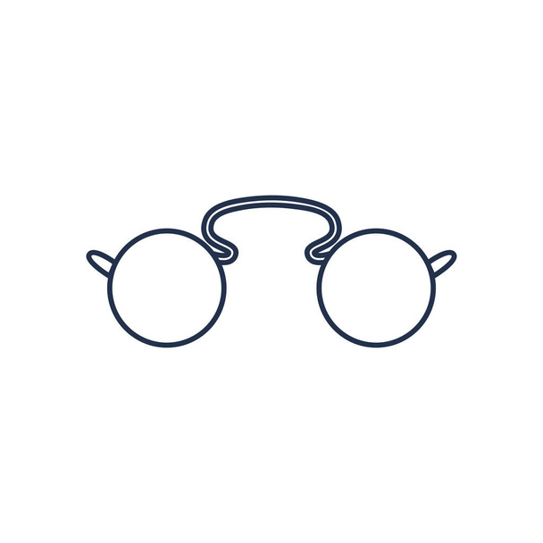 óculos de armação redonda, estilo de linha em fundo branco - Vetor, Imagem