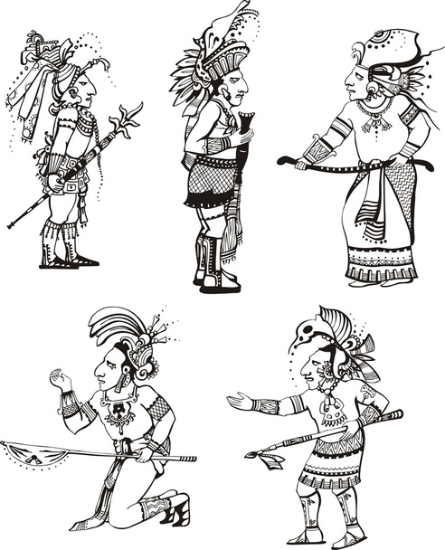 Pessoas maias personagens
 - Vetor, Imagem