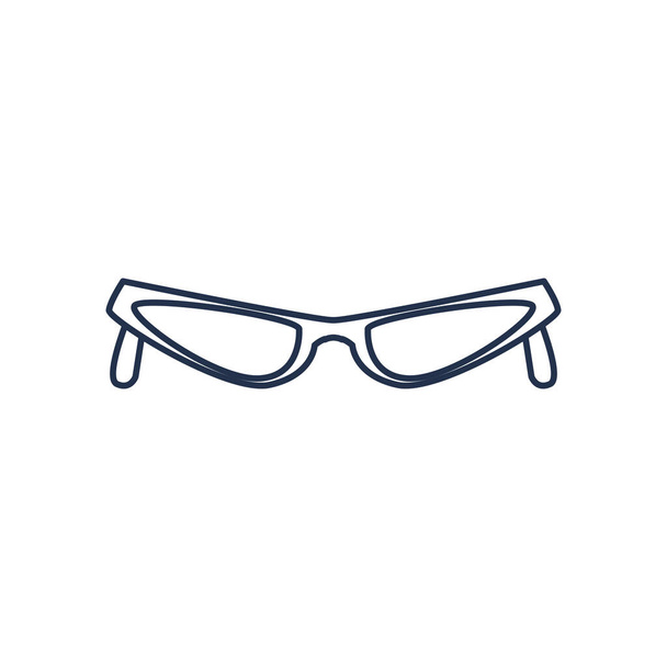 óculos femininos com lente pequena, estilo linha em fundo branco - Vetor, Imagem