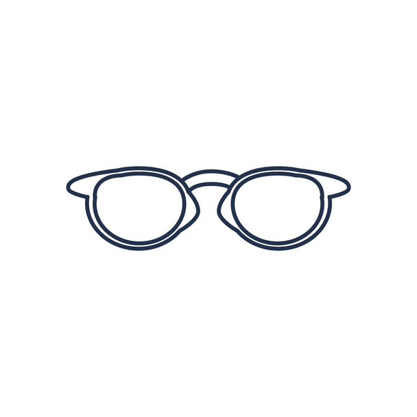 szemüvegek kis kerek keret, vonal stílus fehér háttér - Vektor, kép