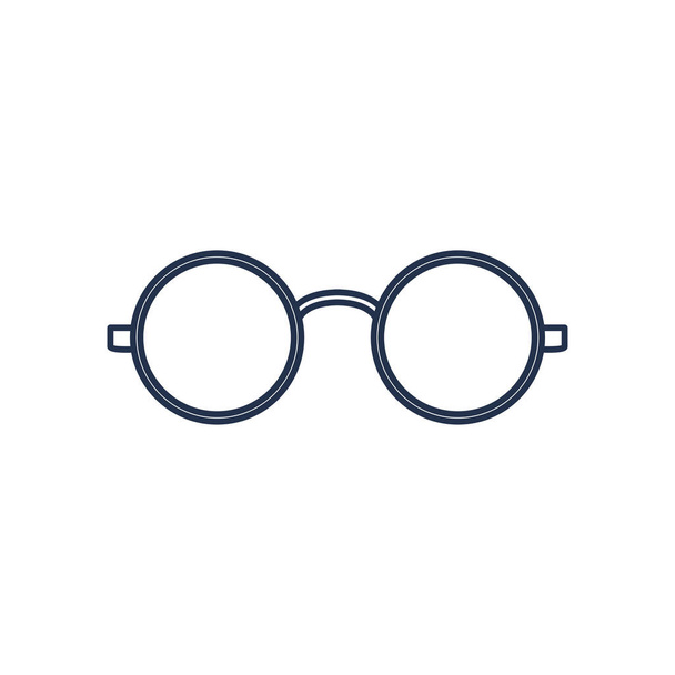 glasses of round frame, line style on white background - Vector, Image