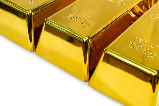 Fechar brilhante uma barra de ouro 1 kg sobre fundo branco - Foto, Imagem