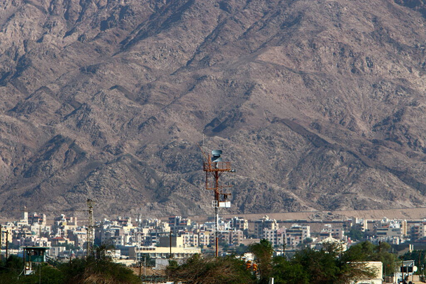 Jordan on the other side of the Gulf of Eilat. Photo taken from the side of Israel  - Photo, Image