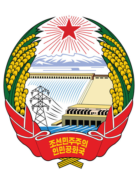 Nationaal plat embleem van de Democratische Volksrepubliek Korea - Vector, afbeelding
