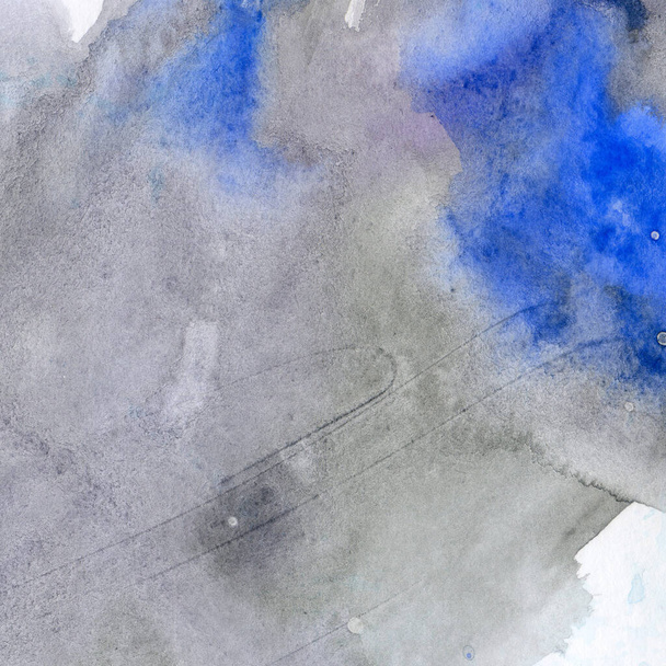 Watercolor illustration. Marble texture. Watercolor transparent stain. Blur spray. Gray and blue color. - Fotó, kép