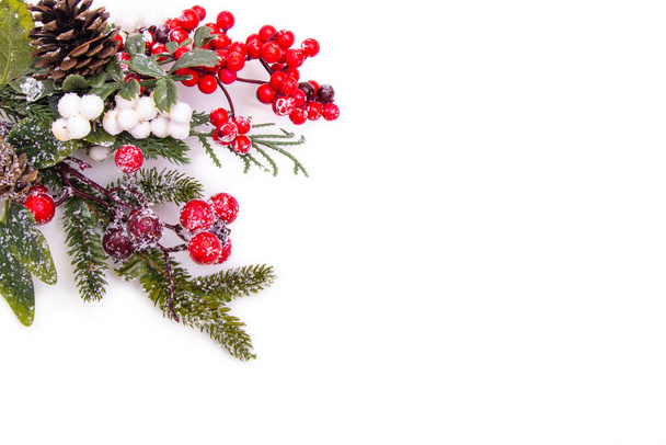 christmas decorations isolated on white with space - 写真・画像