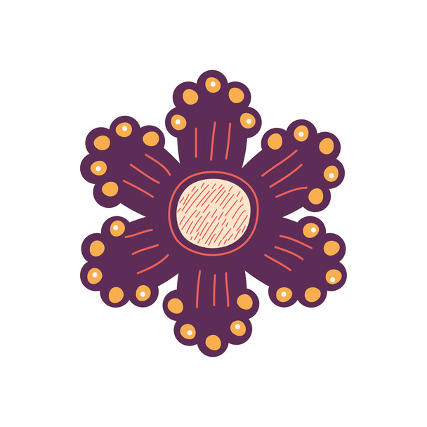 flower with decorative dots and lines, colorful design - Vector, Image