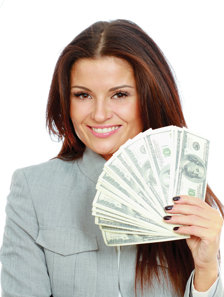 Woman with dollars in her hands - Fotó, kép