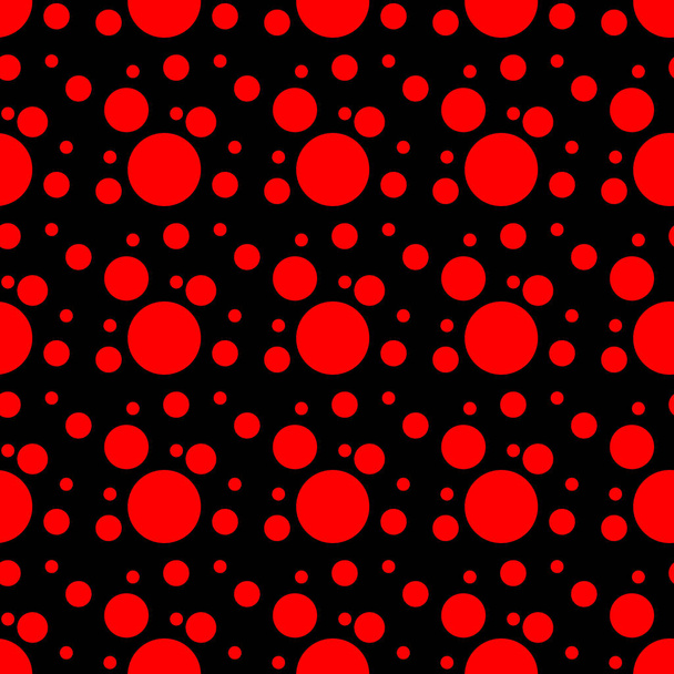 Vector geometric seamless pattern. Universal Repeating abstract circles figure in black red. Modern halftone circle design, pointillism - Vector, Image