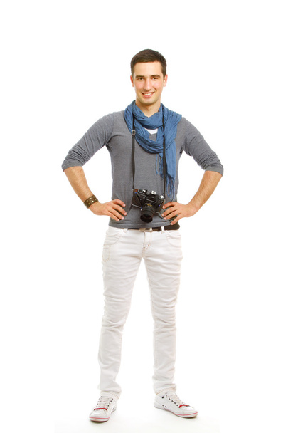 Young photographer with a camera - Φωτογραφία, εικόνα