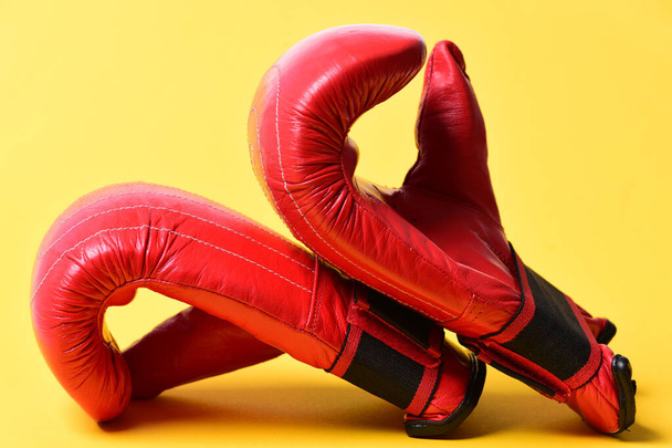 Pair of boxing gloves lying next to each other - Fotoğraf, Görsel