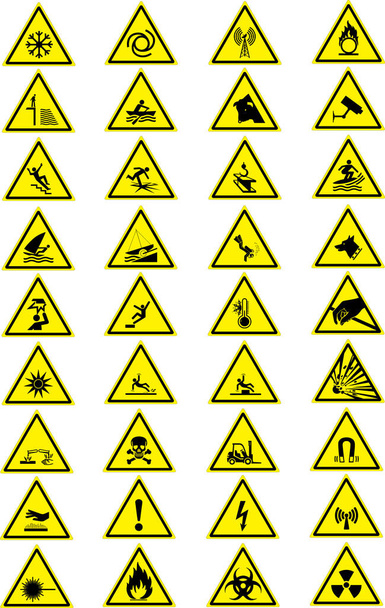 Плакат и этикетки с опасными знаками - Вектор,изображение