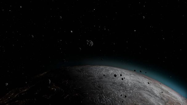 Астероиды и метеоры приближаются к планете Земля - Фото, изображение