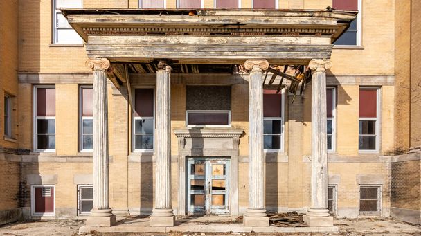 Abandoned highschool left to rot.  Polo, Illinois. - Photo, Image