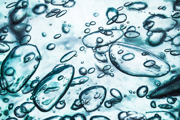 Голубой фон геля для воды. Абстрактный круглый пузырь. Fizzy жидких капель воздуха текстуры. Органическая спа-терапия. - Фото, изображение