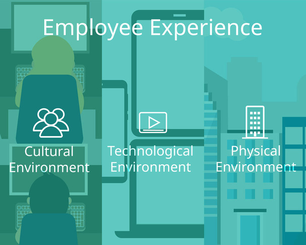 Εμπειρία των εργαζομένων για HR με τρία στοιχεία διάνυσμα - Διάνυσμα, εικόνα