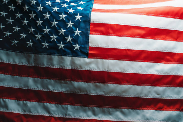 Drapeau des États-Unis d'Amérique, fond du drapeau des États-Unis dans l'obscurité - Photo, image
