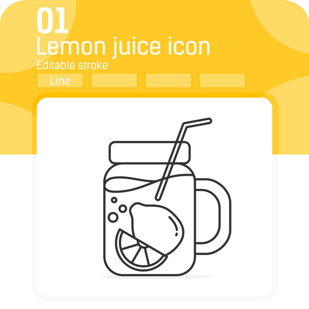 Homemade lemonade with outline style isolated on white background. Vector illustration lemon juice sign symbol icon concept for web design, ui, ux, website, logo, food, drink and apps. Editable stroke - Vector, Image