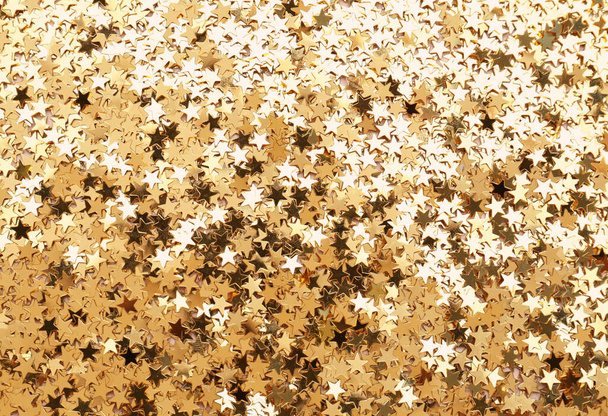 Confetti stars as background,  top view. Christmas celebration - Foto, afbeelding