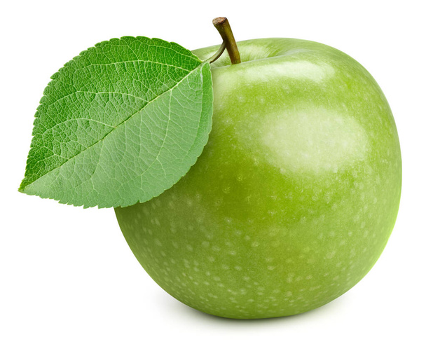 One green apple. Apple full macro shoot fruit healthy food ingredient on white isolated. Clipping path suitable for package - Fotografie, Obrázek