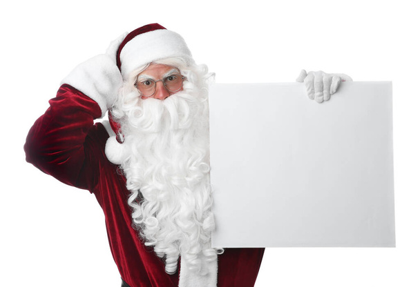 Santa Claus with blank banner on white background - Photo, image