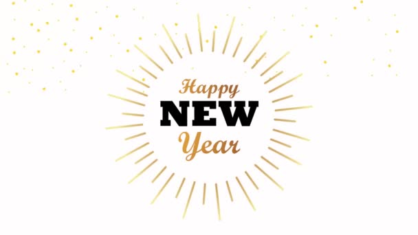Szczęśliwego Nowego Roku kartka z literami w złotej okrągłej ramce - Materiał filmowy, wideo