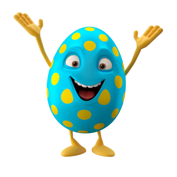 Синее пасхальное яйцо с поднятыми руками
 - Фото, изображение