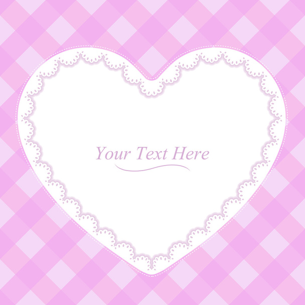 Heart-Shaped Pink Plaid Frame - Vektor, Bild